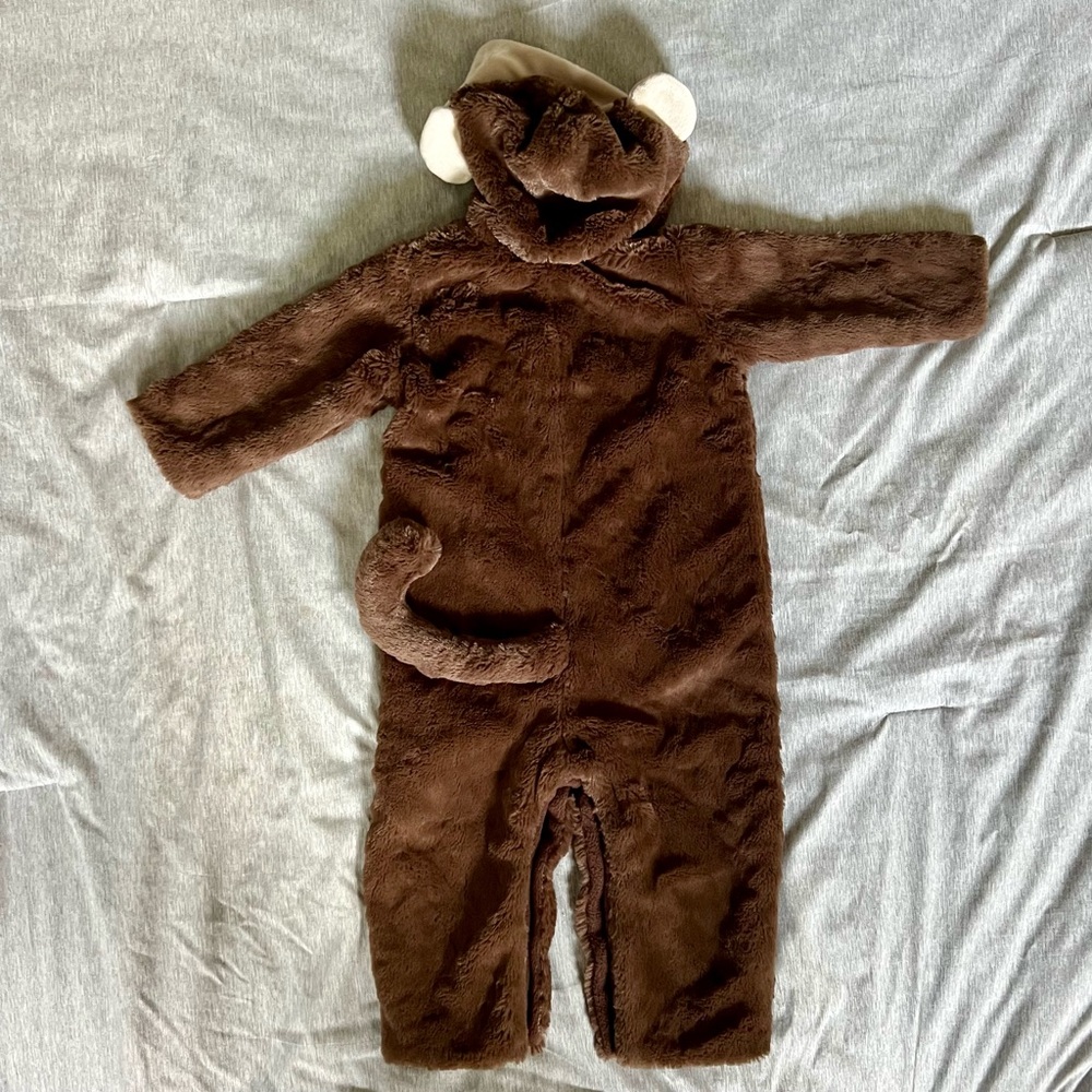 Pottery Barn Kids Plush Monkey Costume Toddler 12-24 Months Easy Snap Cozy - Picture 4 of 7